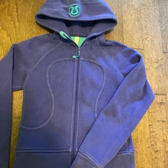 PURPLE ZIP UP LULULEMON SWEATER WITH AQUA BLUE - Picture 1 of 1